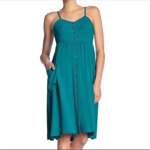 Good Luck Gem Teal Button-Down Dress